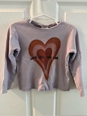 Zara Lilac Long-Sleeve Heart Graphic Top